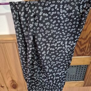 Chic Black Pants with White Floral Pattern